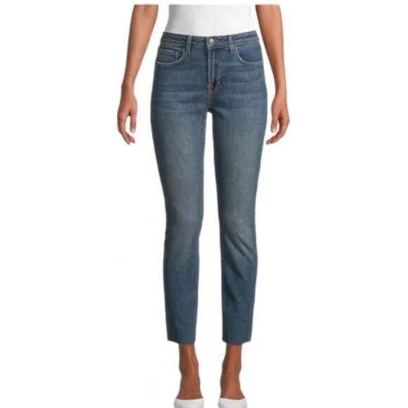 L’AGENCE Luna high mid Rise Straight raw hem crop Jeans Size 24 - Picture 1 of 11